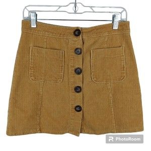 Mudd Juniors Womens Size Medium Mustard Yellow Corduroy Button Up Y2K Mini Skirt